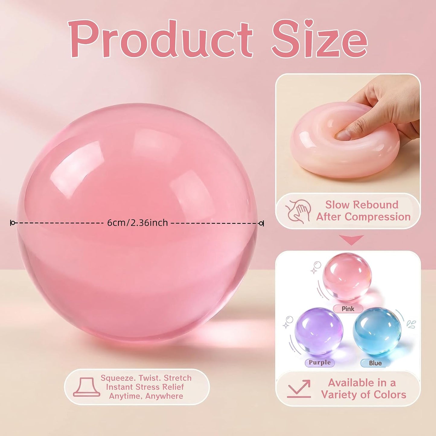 Coconut Oil Squishy for Stress Relief,Squishies Stress Balls for Adults Kid | Purple Slow Rising Squeeze Toys,Clear Jelly Texture,Soft Non-Sticky,Sensory Fidget Toys for Work Study Travel Relaxation