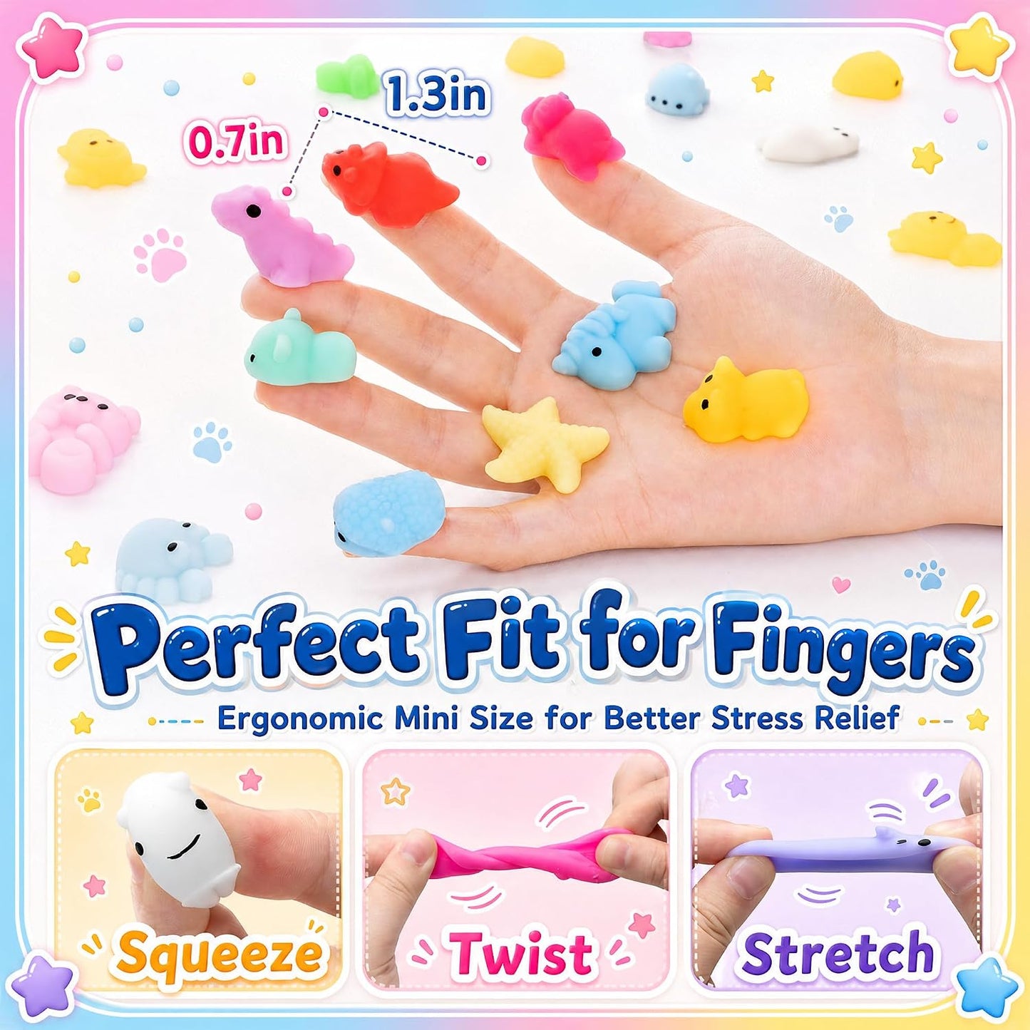 200 Pcs Mochi Squishy Toy, Mini Kawaii Squishies Bulk Sensory Fidget Toys Goody Bag Party Favors for Kids, Classroom Prizes Pinata Filler Carnival Stocking Stuffers Christmas Birthday Gifts