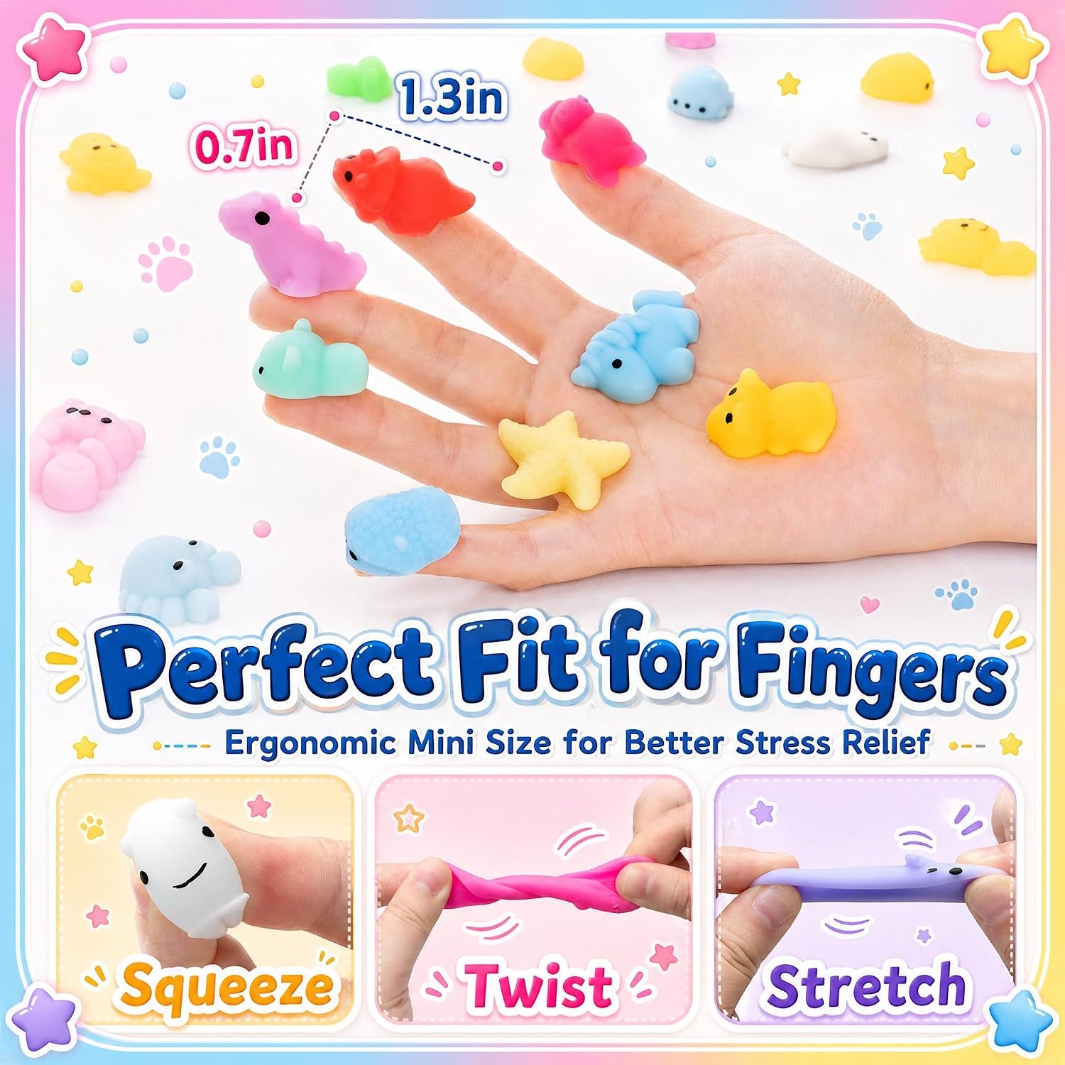 200 Pcs Mochi Squishy Toy, Mini Kawaii Squishies Bulk Sensory Fidget Toys Goody Bag Party Favors for Kids, Classroom Prizes Pinata Filler Carnival Stocking Stuffers Christmas Birthday Gifts