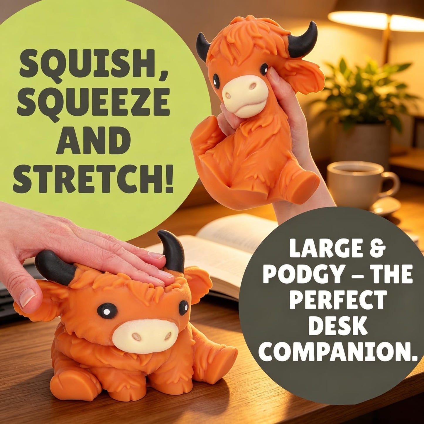 6In Giant Highland Cow Squishy, Jumbo Big Cute Highland Cow Squishies Stress Ball Soft Squishys Slow Rising Stress Ball for Anxiety Stress Party Favors
