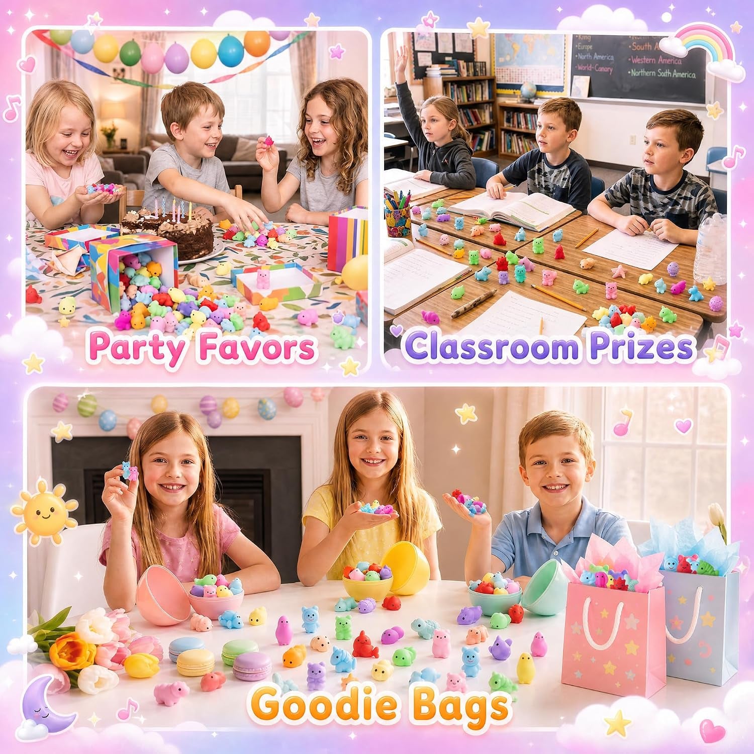 200 Pcs Mochi Squishy Toy, Mini Kawaii Squishies Bulk Sensory Fidget Toys Goody Bag Party Favors for Kids, Classroom Prizes Pinata Filler Carnival Stocking Stuffers Christmas Birthday Gifts
