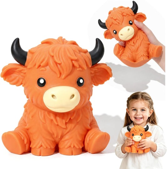 6In Giant Highland Cow Squishy, Jumbo Big Cute Highland Cow Squishies Stress Ball Soft Squishys Slow Rising Stress Ball for Anxiety Stress Party Favors