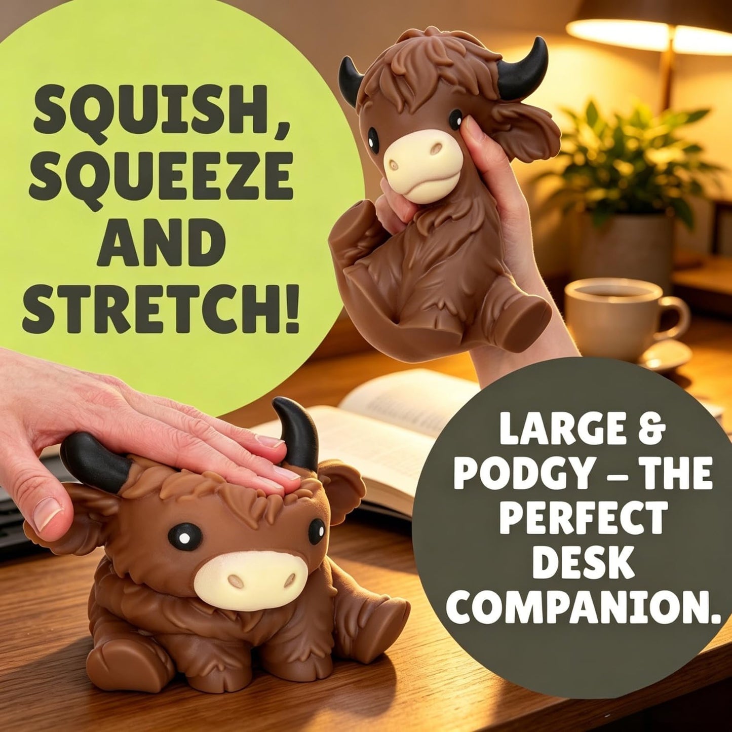 6In Giant Highland Cow Squishy, Jumbo Big Cute Highland Cow Squishies Stress Ball Soft Squishys Slow Rising Stress Ball for Anxiety Stress Party Favors