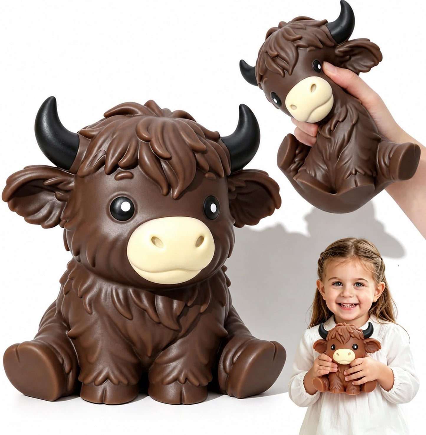 6In Giant Highland Cow Squishy, Jumbo Big Cute Highland Cow Squishies Stress Ball Soft Squishys Slow Rising Stress Ball for Anxiety Stress Party Favors